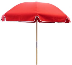 A red, canvas umbrella